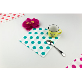 Paper Napkin Double Point "Polkadots Turquoise" 40x40cm (50 Units) 