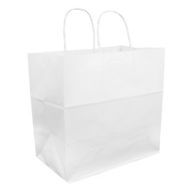 Paper Bag with Handles Kraft White 100g 30+18x29cm (200 Units) 