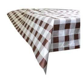 Pre-Cut Paper Tablecloth Brown Checkers 40g 1,2x1,2m (400 Units) 