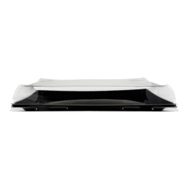 Plastic Tray with Lid Black 12x22cm (120 Uds)