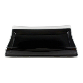 Plastic Tray with Lid Black 12x22cm (120 Uds)