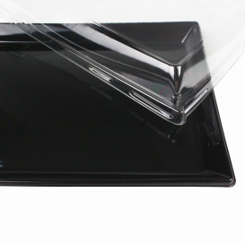 Plastic Tray with Lid Black 16x22cm (15 Units) 