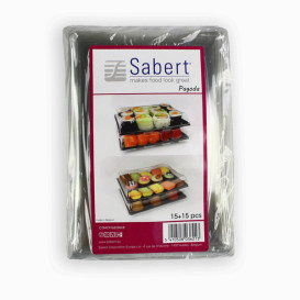 Plastic Tray with Lid Black 16x22cm (15 Units) 