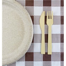 Pre-Cut Paper Tablecloth Brown Checkers 40g 1,2x1,2m (400 Units) 