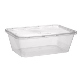 Plastic Container and Plastic Lid PP Rectangular Shape 750ml (50 Units)