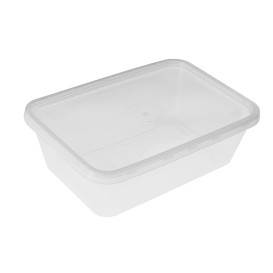 Plastic Container and Plastic Lid PP Rectangular Shape 750ml (50 Units)