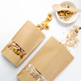 Paper Doypack Kraft with self closing and Window 12+6x20cm (1000 Units)