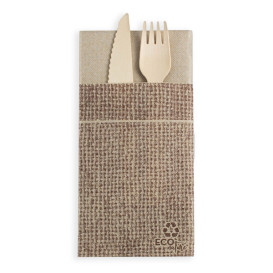 Pocket Fold Paper Napkins Burlap 40x40cm (30 Units) 