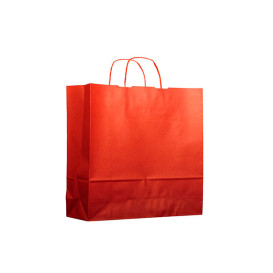 Paper Bag with Handles Kraft Red 100g 22+9x23cm (25 Units) 