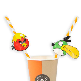 Paper Straw Straight "Pájaros" Design Ø0,6cm 24cm (1000 Units)