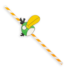 Paper Straw Straight "Pájaros" Design Ø0,6cm 24cm (1000 Units)
