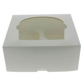 Paper Cupcake Box 4 Slot White 17,3x16,5x7,5cm (20 Units) 