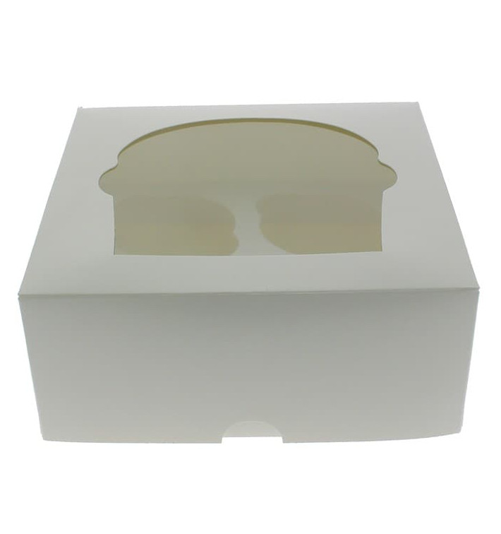 Paper Cupcake Box 4 Slot White 17,3x16,5x7,5cm (20 Units) 