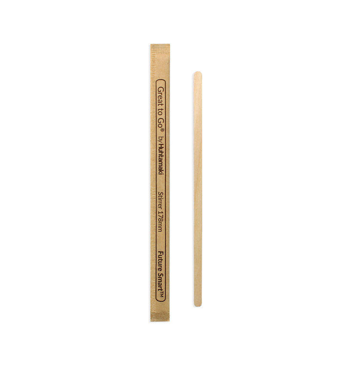 Wooden Coffee Stirrer Wrapped 17,8cm (1000 Units) Wooden Coffee Stirrer Wrapped 17,8cm (1000 Units)