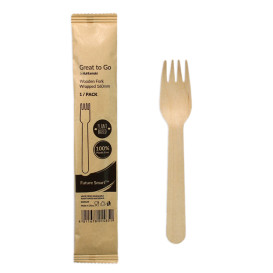 Wooden Fork Wrapped 16cm (500 pcs)