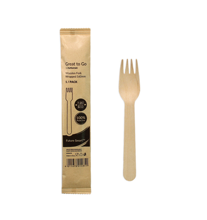 Wooden Fork Wrapped 16cm (25 pcs) Wooden Fork Wrapped 16cm (25 pcs)