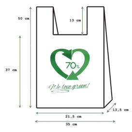 Plastic T-Shirt Bag 70% Recycled 35x50cm 50µm (1000 Units)