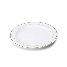 Plastic Plate Extra Rigid with Border Gold 26cm (200 Units)