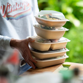 Plastic Deli Container PP 2C Cream 900ml 23x16,5x5cm (75 Units)  