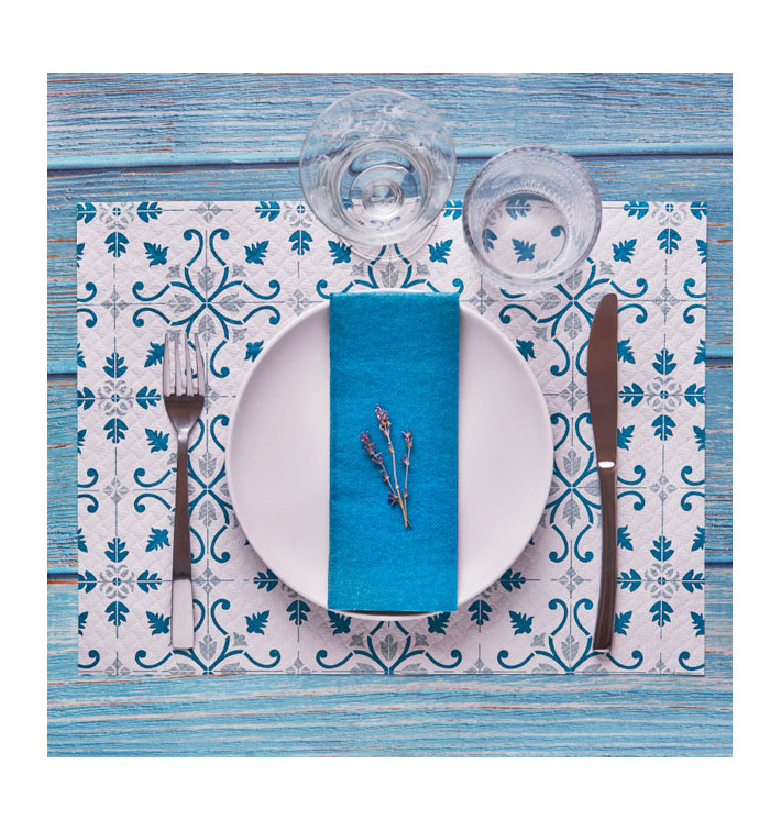 Paper Placemats 30x40cm "La Valenciana" Turquoise 40g/m² (1000 Units) Paper Placemats 30x40cm "La Valenciana" Turquoise 40g/m² (1000 Units)