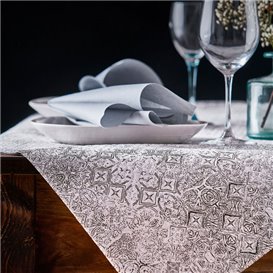 Pre-Cut Paper Tablecloth 1x1m "Mosaic" Black 40g/m² (400 Units)