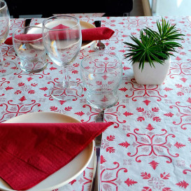 Pre-Cut Paper Tablecloth 1x1m "La Valenciana" Burgurdy 40g/m² (400 Units)