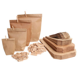 Paper Bag with Hexagonal Base Kraft 23x35cm (50 Units)