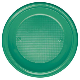 Plastic Plate PS Deep Green Ø22 cm (30 Units) 