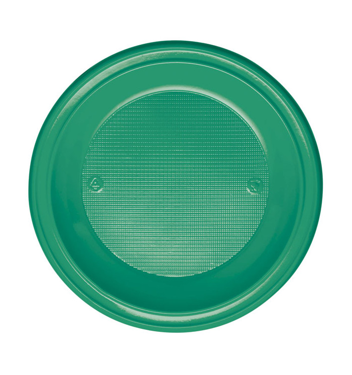 Plastic Plate PS Deep Green Ø22 cm (30 Units) Plastic Plate PS Deep Green Ø22 cm (30 Units)