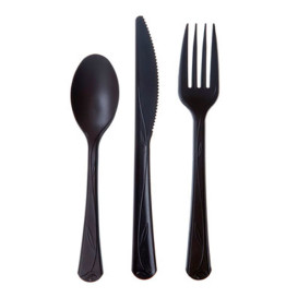 Cornstarch Fork CPLA Compostable Premium Black 17,5 cm (25 Units)