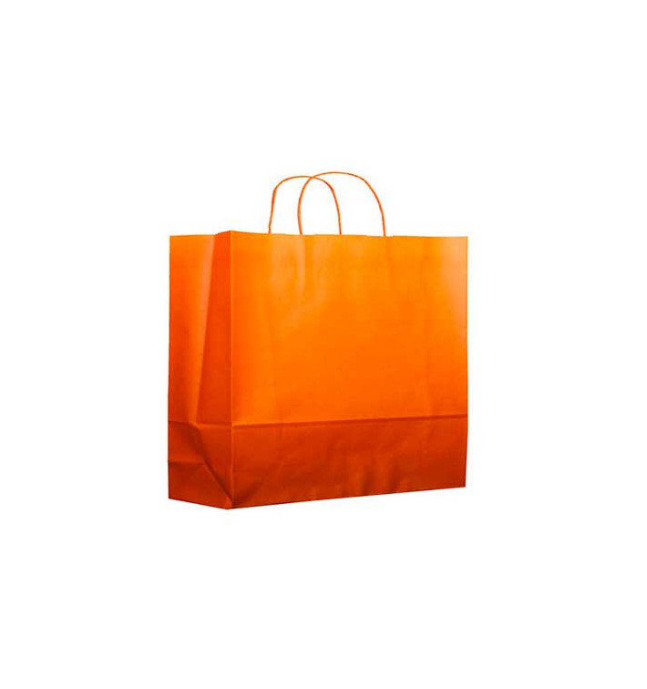 Paper Bag with Handles Orange 80g 20+10x29cm (25 Units) Paper Bag with Handles Orange 80g 20+10x29cm (25 Units)