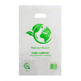 Die-Cut Handle Plastic Bags 100% Biodegradable 20x33cm (3000 Units)