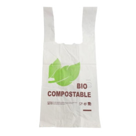 Plastic T-Shirt Bag 100% Biodegradable 48x60cm 25µm (800 Units) 