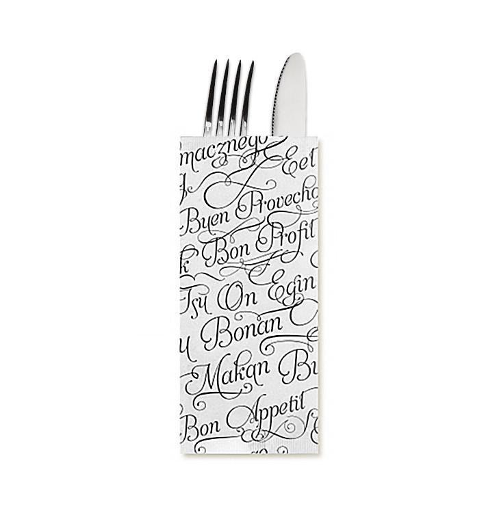 Paper Cutlery Envelopes with Napkin "Buen Provecho" (100 Units)