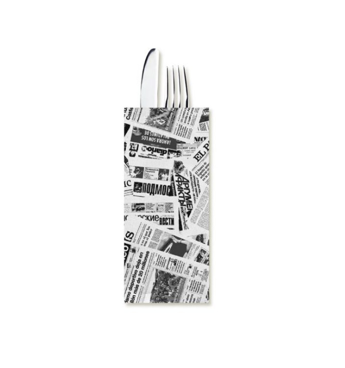Paper Cutlery Envelopes with Napkin "Newspaper" (800 Units) Paper Cutlery Envelopes with Napkin "Newspaper" (800 Units)