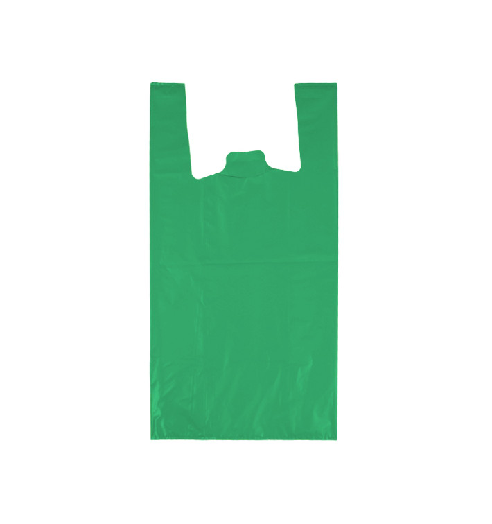 Plastic T-Shirt Bag 70% Recycled “Colors” Green 42x53cm 50µm (1.000 Units)