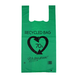 Plastic T-Shirt Bag 70% Recycled Green 42x53cm 50µm (1.000 Units)