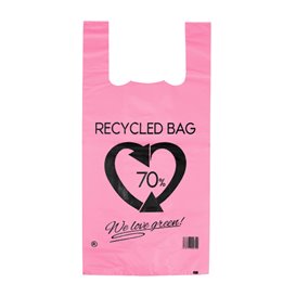 Plastic T-Shirt Bag 70% Recycled Pink 42x53cm 50µm (50 Units) 