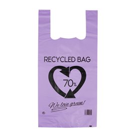 Plastic T-Shirt Bag 70% Recycled Lilac 42x53cm 50µm (50 Units) 