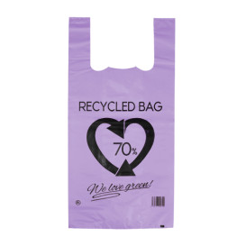 Plastic T-Shirt Bag 70% Recycled Lilac 42x53cm 50µm (50 Units) 