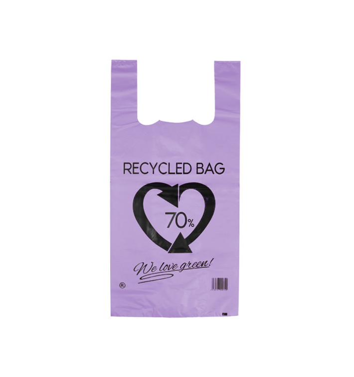 Plastic T-Shirt Bag 70% Recycled Lilac 42x53cm 50µm (50 Units) Plastic T-Shirt Bag 70% Recycled Lilac 42x53cm 50µm (50 Units)