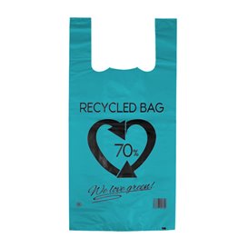 Plastic T-Shirt Bag 70% Recycled Blue 42x53cm 50µm (50 Units) 