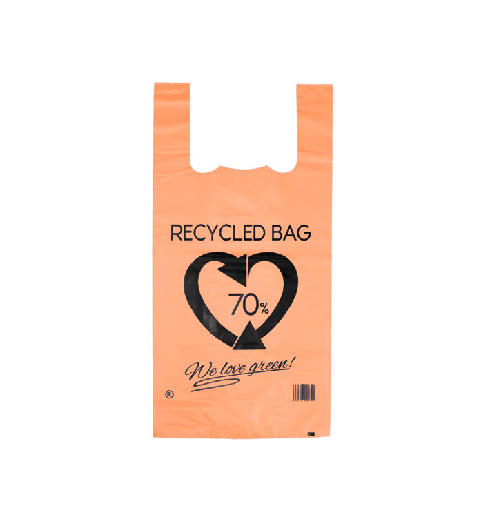 Plastic T-Shirt Bag 70% Recycled Orange 42x53cm 50µm (50 Units) Plastic T-Shirt Bag 70% Recycled Orange 42x53cm 50µm (50 Units)