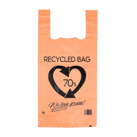 Plastic T-Shirt Bag 70% Recycled Orange 42x53cm 50µm (1.000 Units)