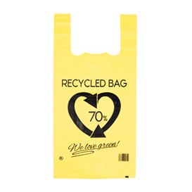 Plastic T-Shirt Bag 70% Recycled Yellow 42x53cm 50µm (50 Units)