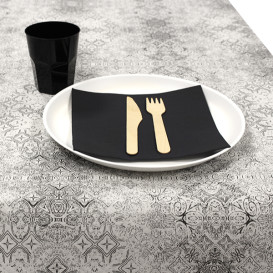 Pre-Cut Paper Tablecloth 1x1m "Mosaic" Black 40g/m² (400 Units)