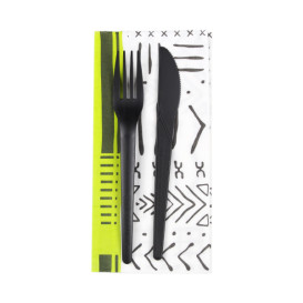 Paper Napkin Double Point "White Tribal"  1/8 40x40cm (30 Units) 