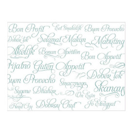 Placemat of Paper in Turquoise "Buen Provecho" 30x40cm 40g/m² (1.000 Units)