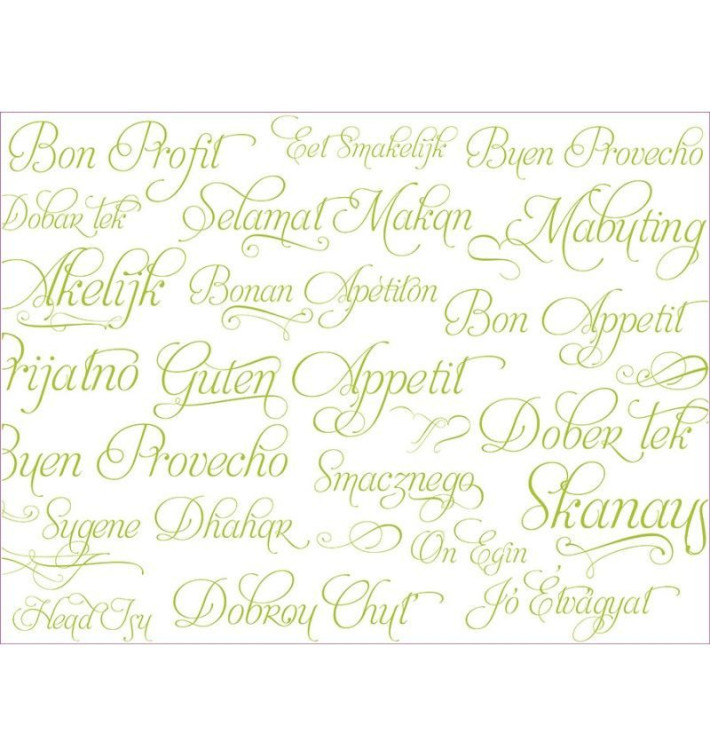 Placemat of Paper in Pistachio "Buen Provecho" 30x40cm 40g/m² (1.000 Units) Placemat of Paper in Pistachio "Buen Provecho" 30x40cm 40g/m² (1.000 Units)