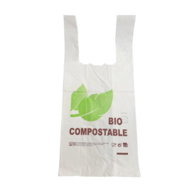 Plastic T-Shirt Bag 100% Biodegradable 48x60cm 25µm (100 Units) 